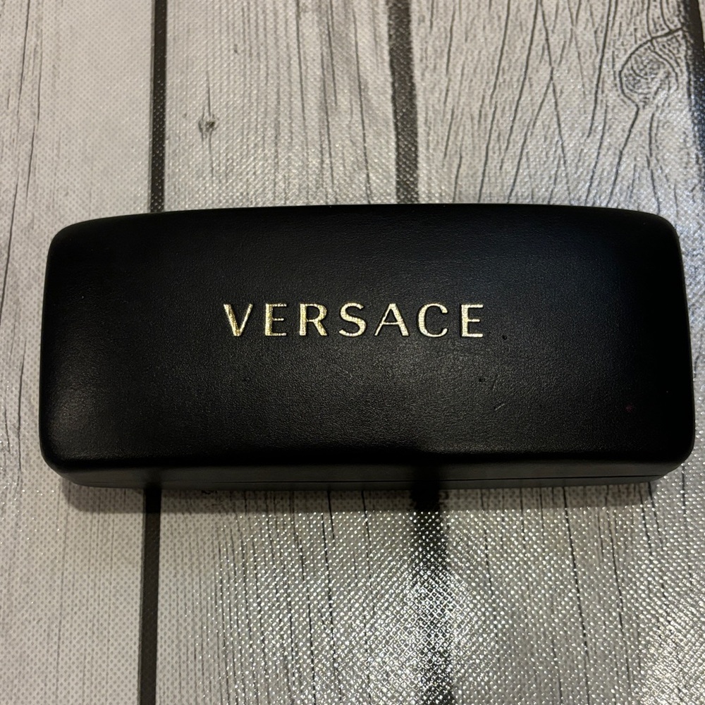Versace luxury glasses holder with soft branded glasses cloth to clean lenses